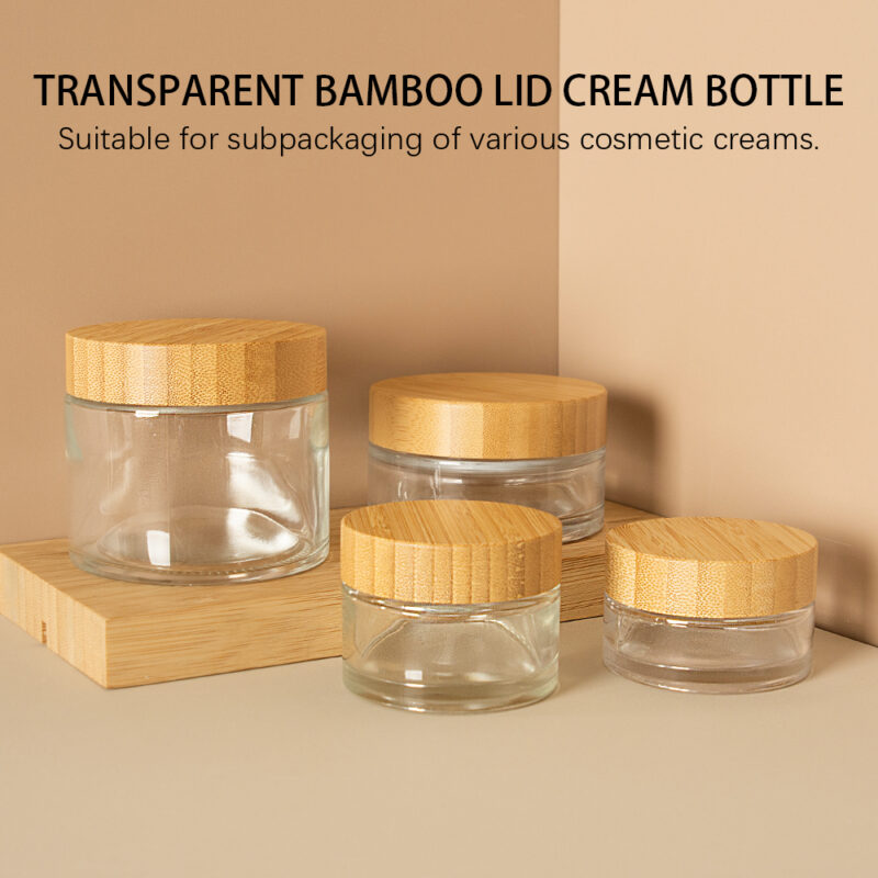 Eco-Friendly Bamboo Cosmetic Packaging Set 15g 30g 50g Flat Jar With Bamboo Cap 100ml Cream Bottle Packed in a Box