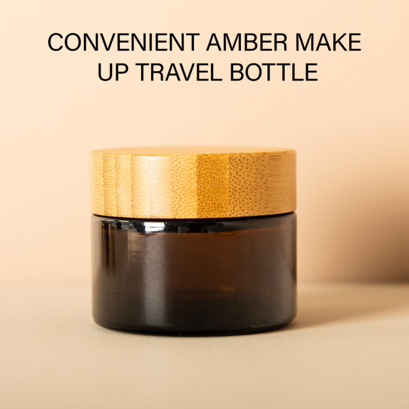 2025 Hot Selling 30ml Amber Glass Cream Jar With Bamboo Lid Flat Shape Screw Cap for Cosmetics Packaging Diffusers