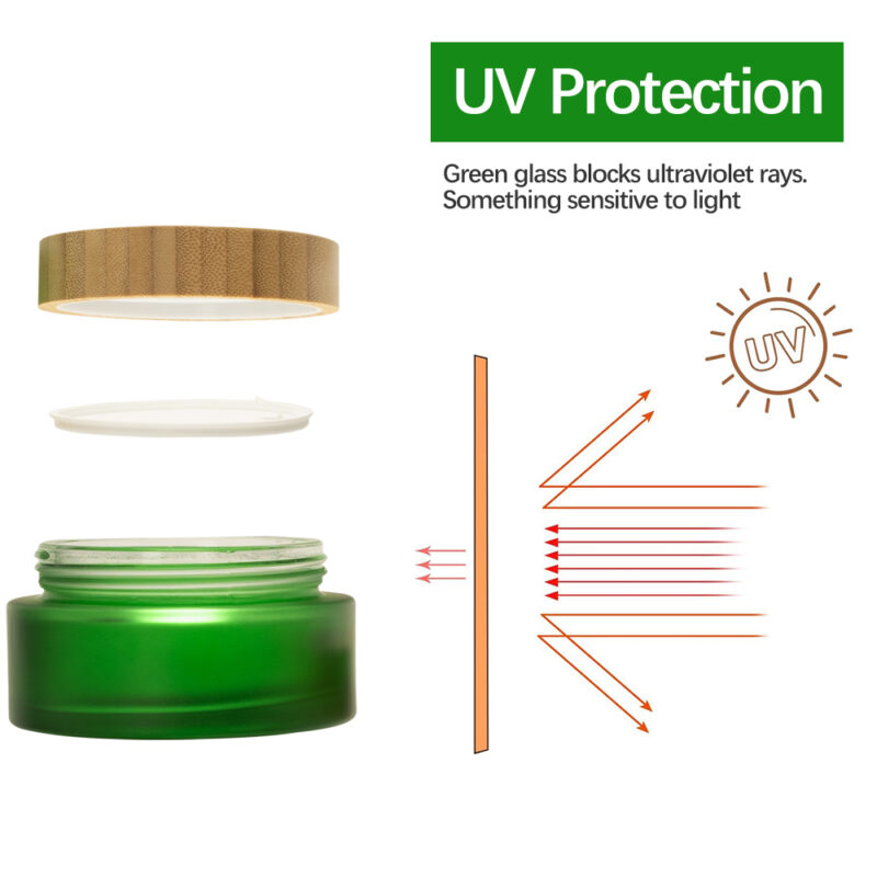 Mat Green 100g Stocked Empty Glass Cream Jar With Bamboo Lid 60ml Capacity Face Cream Lip Balm Eye Cream Scrubs Screw Cap Seal - Image 7