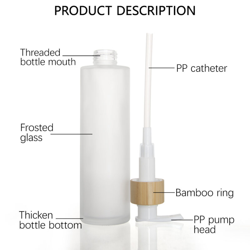 2025 New Frosted Glass Pump Lotion Bottle 100ml 120ml 150ml 200ml Long Mouth With Bamboo Lid for Skin Care Cream Serum Packaging - Image 7