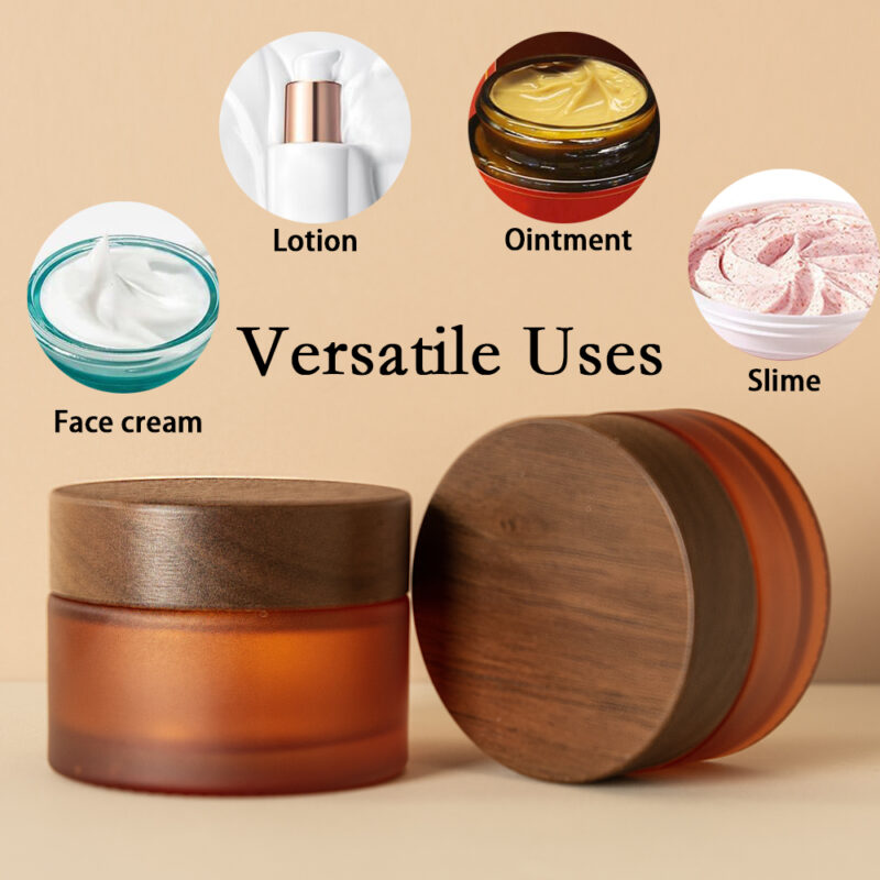 5/15/30/50/200ml Amber Glass Cream Jars Bamboo Lid Empty Container Cosmetics Lotions Body Scrubs Balms Hot Stamping Surface 50g - Image 4