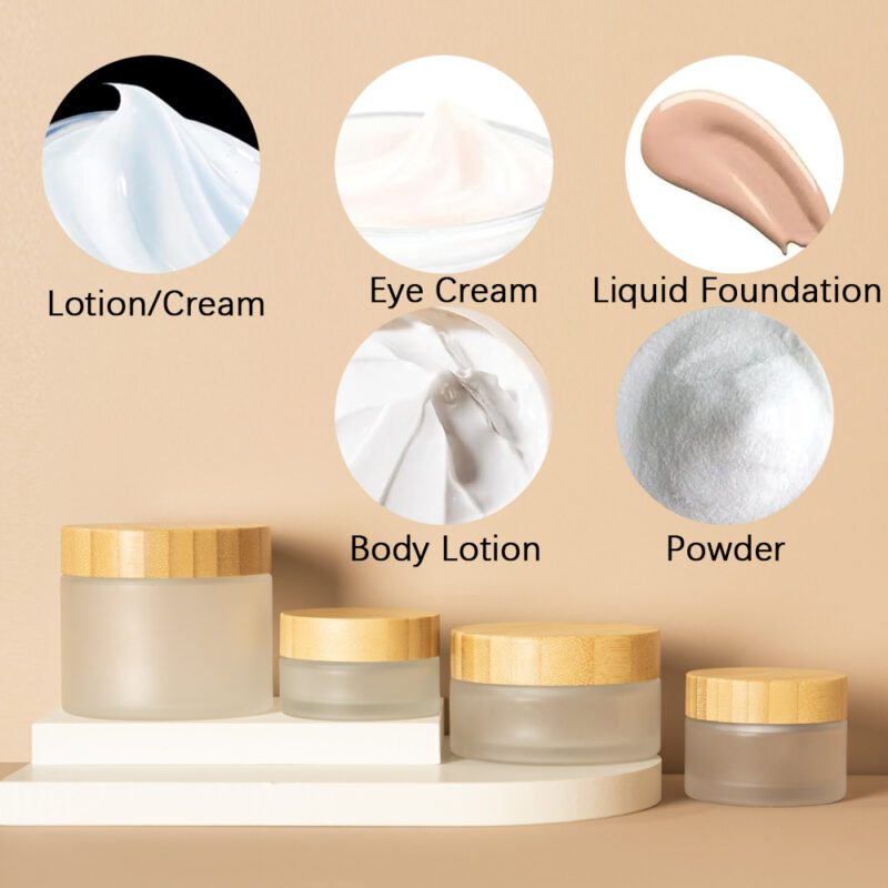 2025 Popular Frosted Glass Cream Jar With Natural Bamboo Lid 30ml Volume for Face Cream Packaging Screw Cap Sealing Type - Image 5