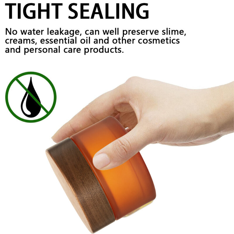 5/15/30/50/200ml Amber Glass Cream Jars Bamboo Lid Empty Container Cosmetics Lotions Body Scrubs Balms Hot Stamping Surface 50g - Image 2