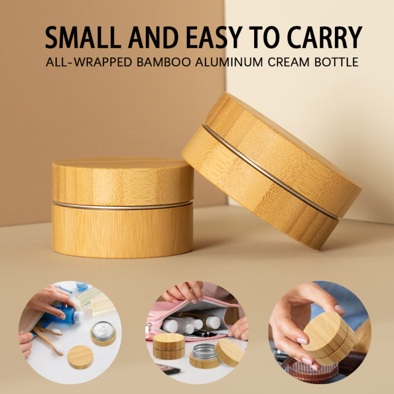 Aluminum Inner Cosmetics Bamboo Cream Jar Cylinder Shape 15ml Custom Engraved Logo 10g 15g 30g 50g 200g Sizes Packaging Serum - Image 4