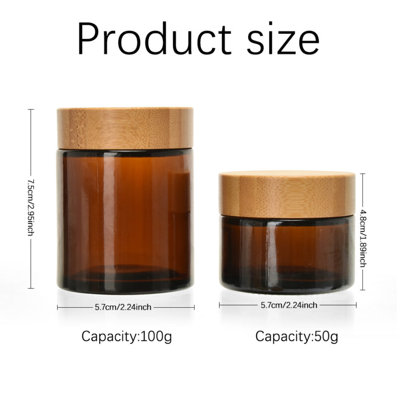 2025 Hot Selling 30ml Amber Glass Cream Jar With Bamboo Lid Flat Shape Screw Cap for Cosmetics Packaging Diffusers - Image 7