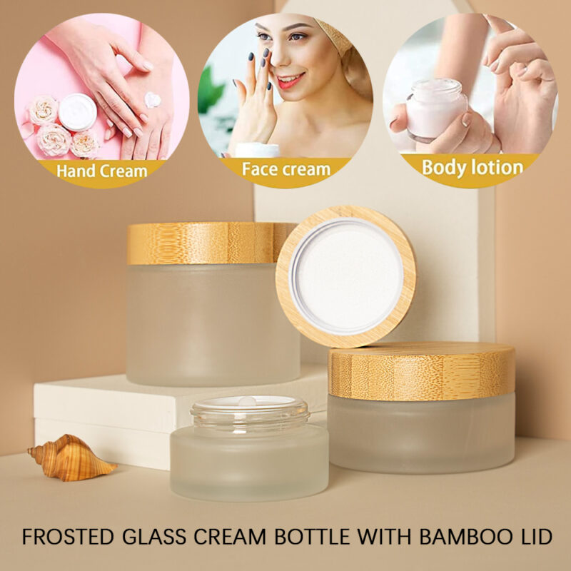 2025 Popular Frosted Glass Cream Jar With Natural Bamboo Lid 30ml Volume for Face Cream Packaging Screw Cap Sealing Type - Image 4