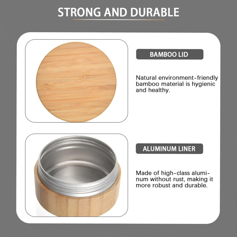 Aluminum Inner Cosmetics Bamboo Cream Jar Cylinder Shape 15ml Custom Engraved Logo 10g 15g 30g 50g 200g Sizes Packaging Serum - Image 5