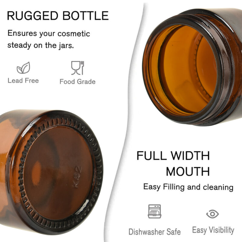 2025 Hot Selling 30ml Amber Glass Cream Jar With Bamboo Lid Flat Shape Screw Cap for Cosmetics Packaging Diffusers - Image 6