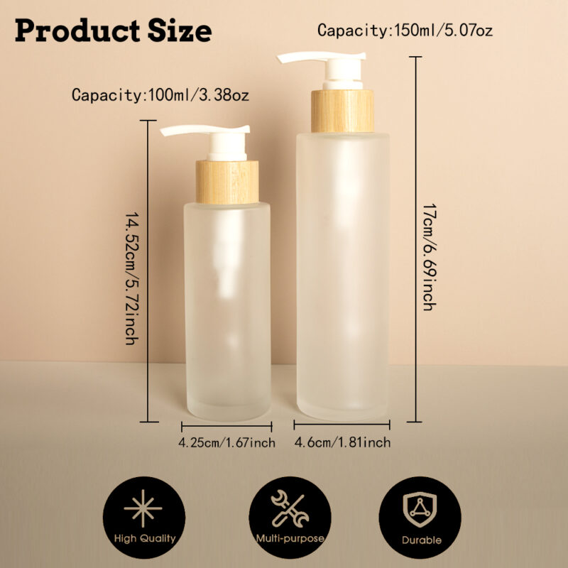 2025 New Frosted Glass Pump Lotion Bottle 100ml 120ml 150ml 200ml Long Mouth With Bamboo Lid for Skin Care Cream Serum Packaging - Image 6