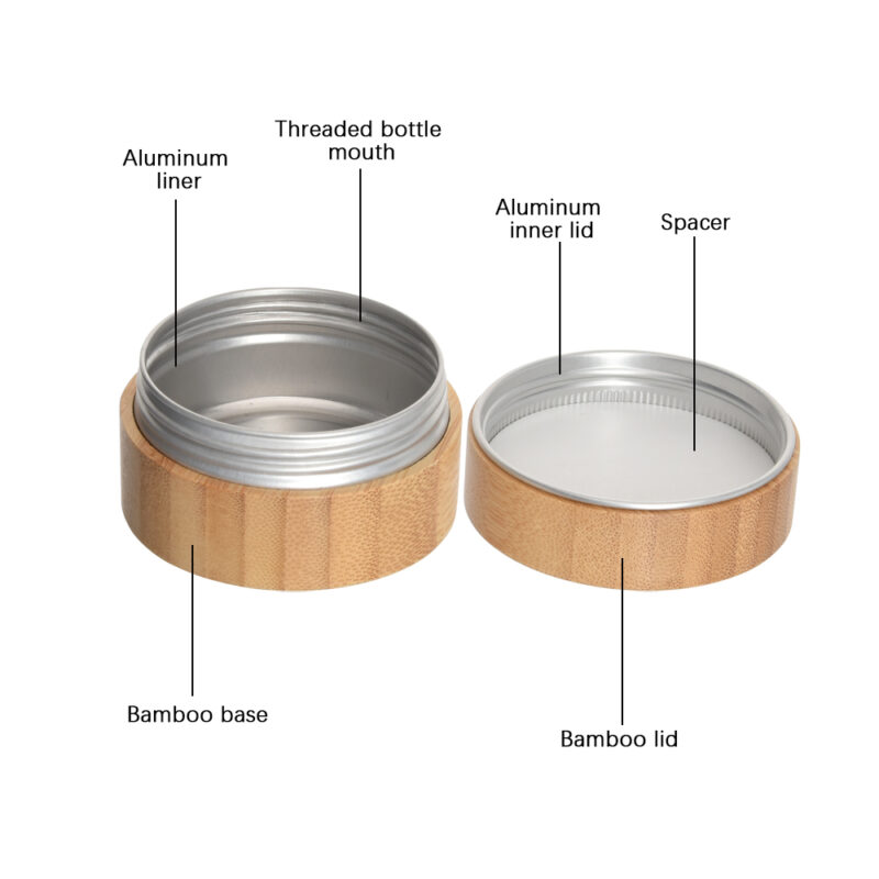 Aluminum Inner Cosmetics Bamboo Cream Jar Cylinder Shape 15ml Custom Engraved Logo 10g 15g 30g 50g 200g Sizes Packaging Serum - Image 6