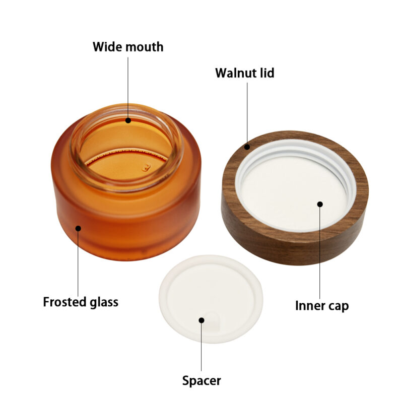5/15/30/50/200ml Amber Glass Cream Jars Bamboo Lid Empty Container Cosmetics Lotions Body Scrubs Balms Hot Stamping Surface 50g - Image 6
