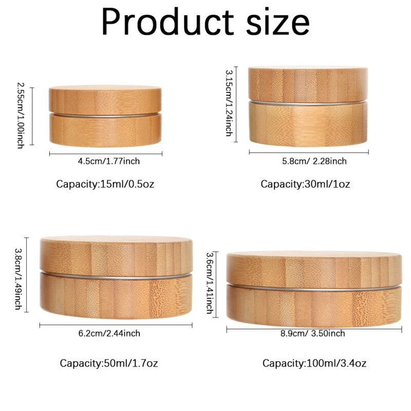 Aluminum Inner Cosmetics Bamboo Cream Jar Cylinder Shape 15ml Custom Engraved Logo 10g 15g 30g 50g 200g Sizes Packaging Serum - Image 7