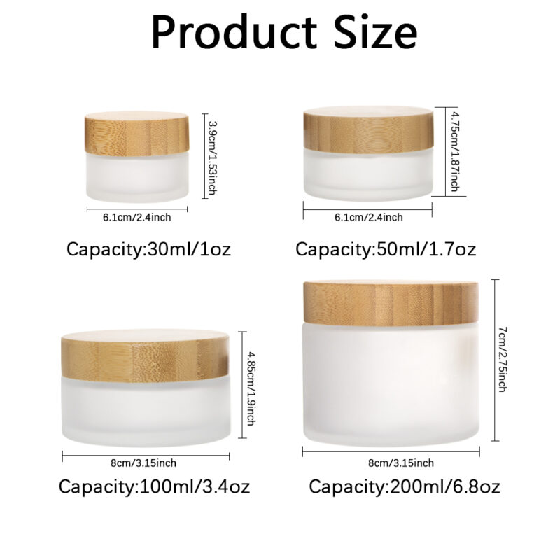 2025 Popular Frosted Glass Cream Jar With Natural Bamboo Lid 30ml Volume for Face Cream Packaging Screw Cap Sealing Type - Image 6