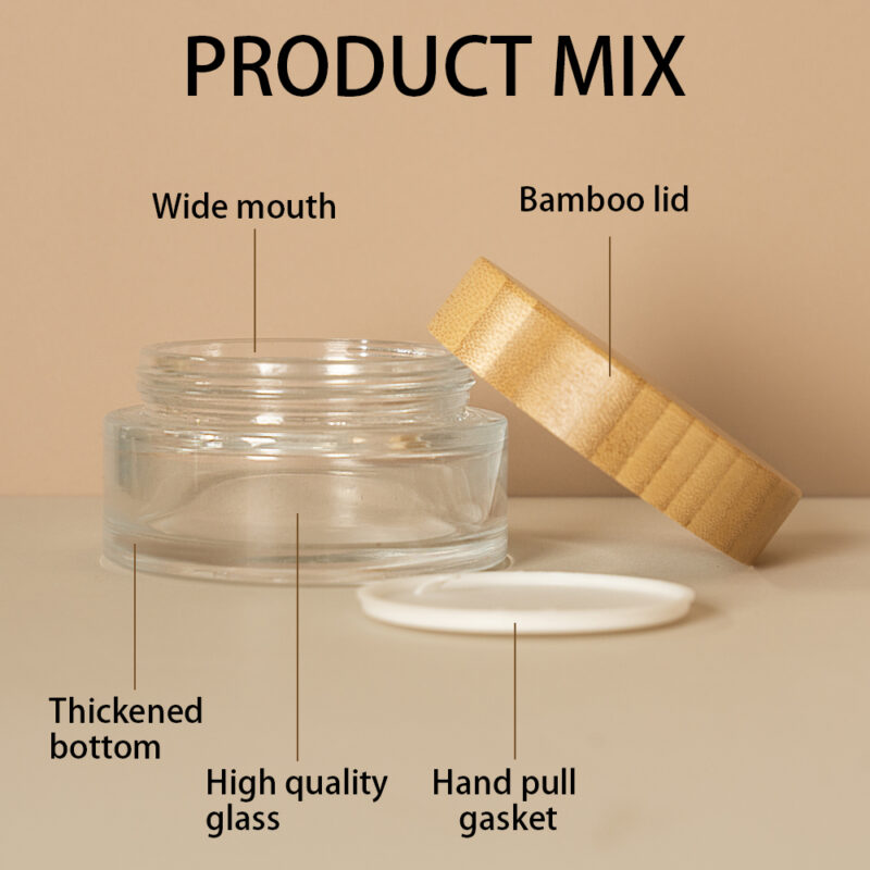 Eco-Friendly Bamboo Cosmetic Packaging Set 15g 30g 50g Flat Jar With Bamboo Cap 100ml Cream Bottle Packed in a Box - Image 6