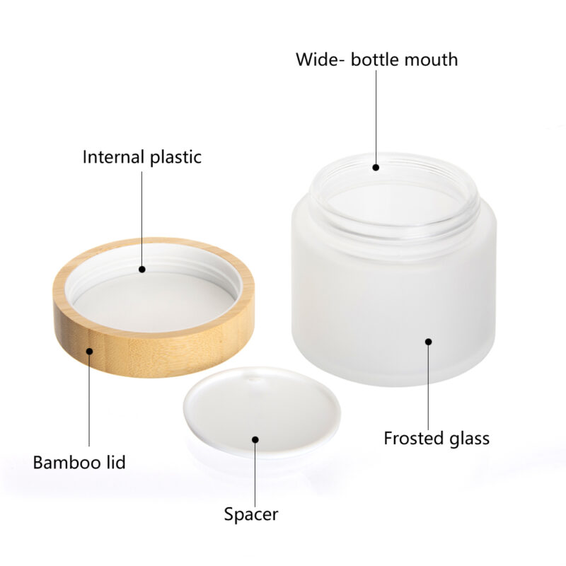2025 Popular Frosted Glass Cream Jar With Natural Bamboo Lid 30ml Volume for Face Cream Packaging Screw Cap Sealing Type - Image 7
