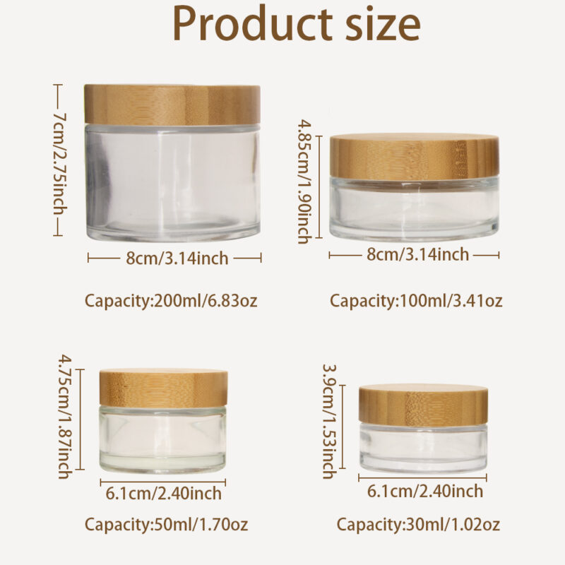 Eco-Friendly Bamboo Cosmetic Packaging Set 15g 30g 50g Flat Jar With Bamboo Cap 100ml Cream Bottle Packed in a Box - Image 7
