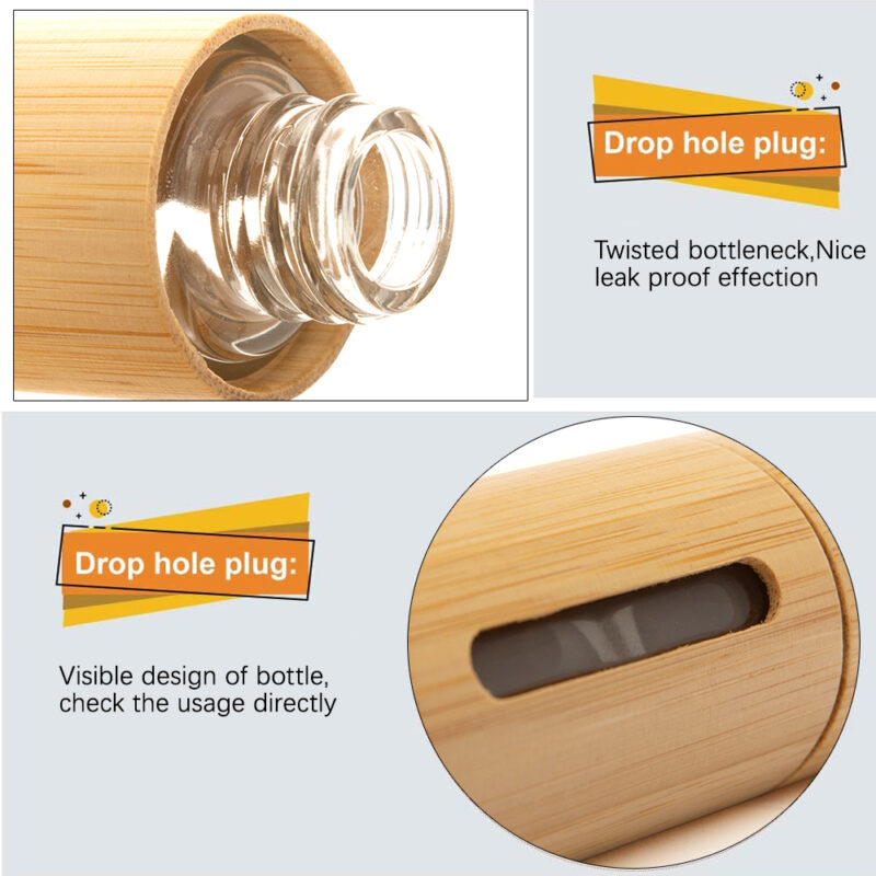 Travel-Size Flat Glass Jar Bamboo Pump Emulsion Cream Lotion Dispenser Toiletries Bottle Cosmetic Container Jar Diffuser Use - Image 7