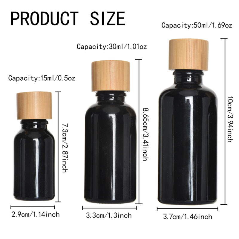 High Quality 50ml Flat Glass Essential Oil Bottle With Bamboo Lid and Wood Cap for Diffuser and Cream Multiple Sizes Available - Image 7