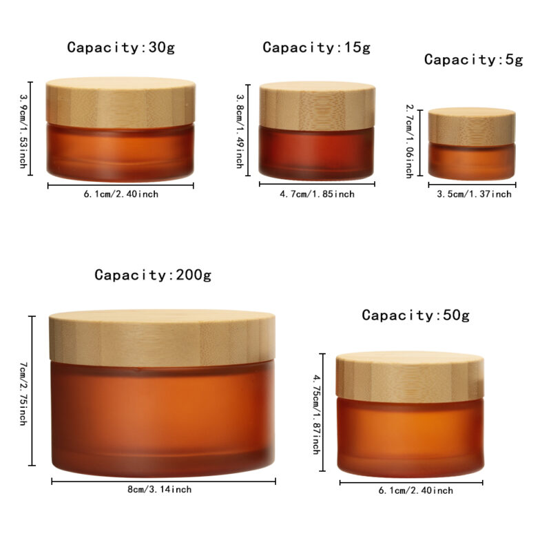 Mat Green 100g Stocked Empty Glass Cream Jar With Bamboo Lid 60ml Capacity Face Cream Lip Balm Eye Cream Scrubs Screw Cap Seal - Image 7